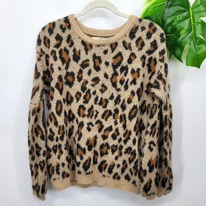 Amuse Society Leopard Print Sweater W/Bell Sleeves